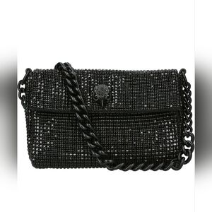 Kurt Geiger Black Crystal-Embellished Shoulder Bag with Chain Handle
